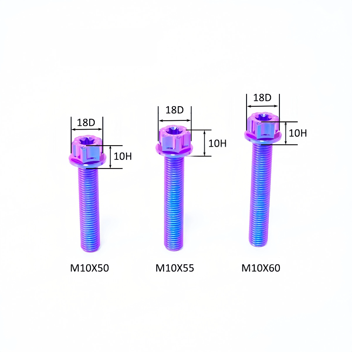Titanium Bolt M10 Full Thread Torx Head(OD=18)