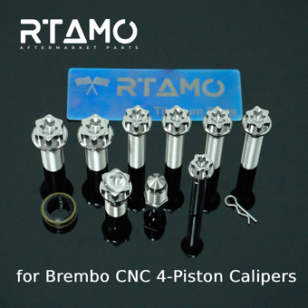 compare product Titanium Caliper Mounting Bolts Compatible with Brembo CNC 4-Piston Calipers