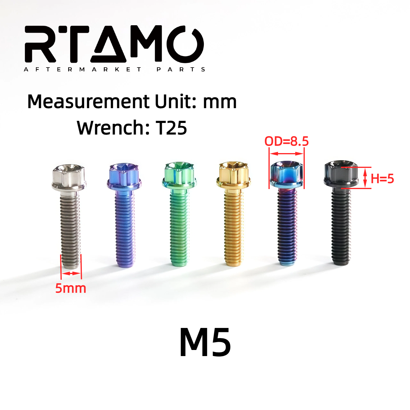 Titanium Bolt M5 Torx Head(OD=8.5)