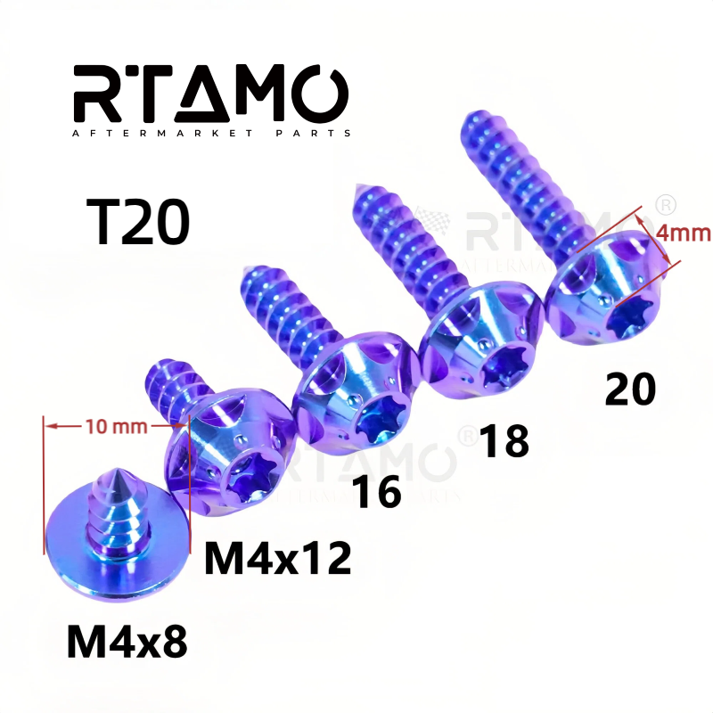 Titanium Knurled Self-Tapping Bolt M4