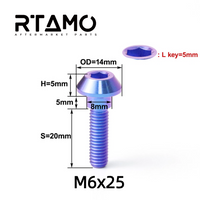 Titanium Hex Socket Head Step Bolt M6