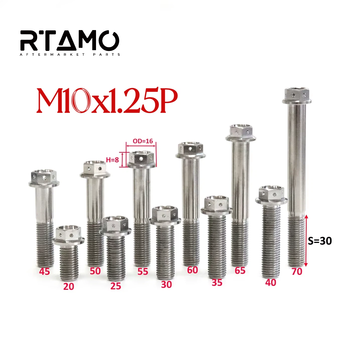 Titanium Bolt M10 Hex Flange with Hole