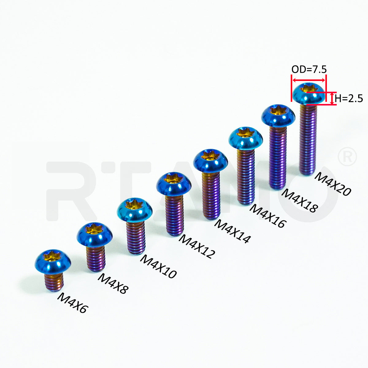 Titanium Bolt M4 Torx Ball Button Head T20