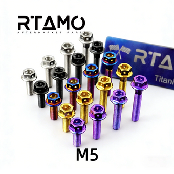 compare product RTAMO Titanium Hex Flange Bolt M5 – Lightweight Motorcycle & Bicycle Upgrade