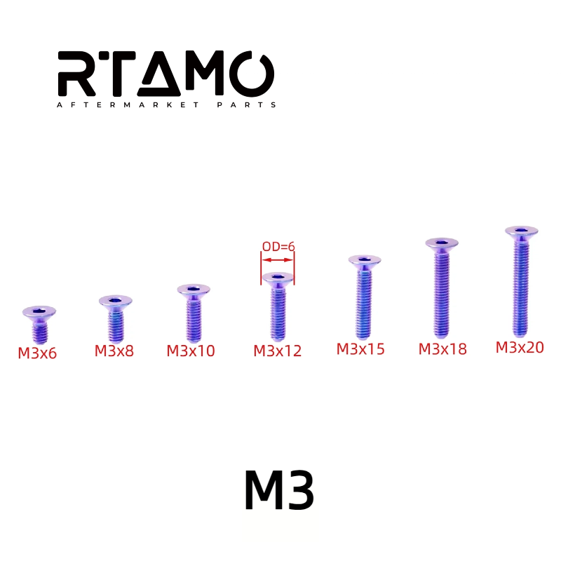 Titanium Bolt M3 Countersunk Hex Head