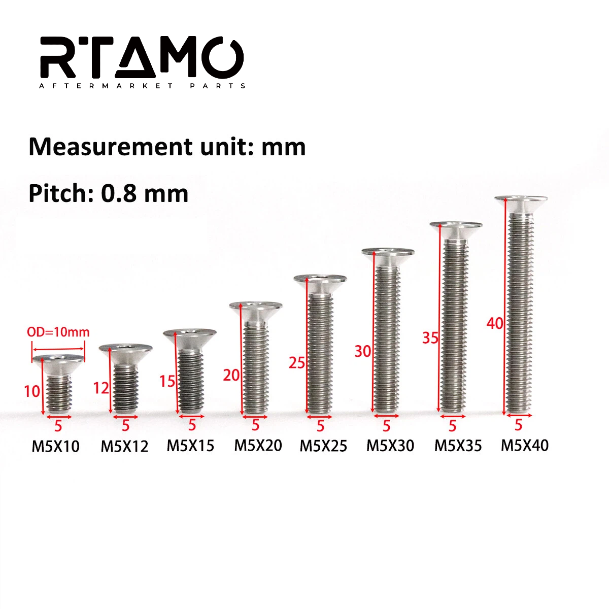 Titanium Bolt M5 Countersunk Hex Head
