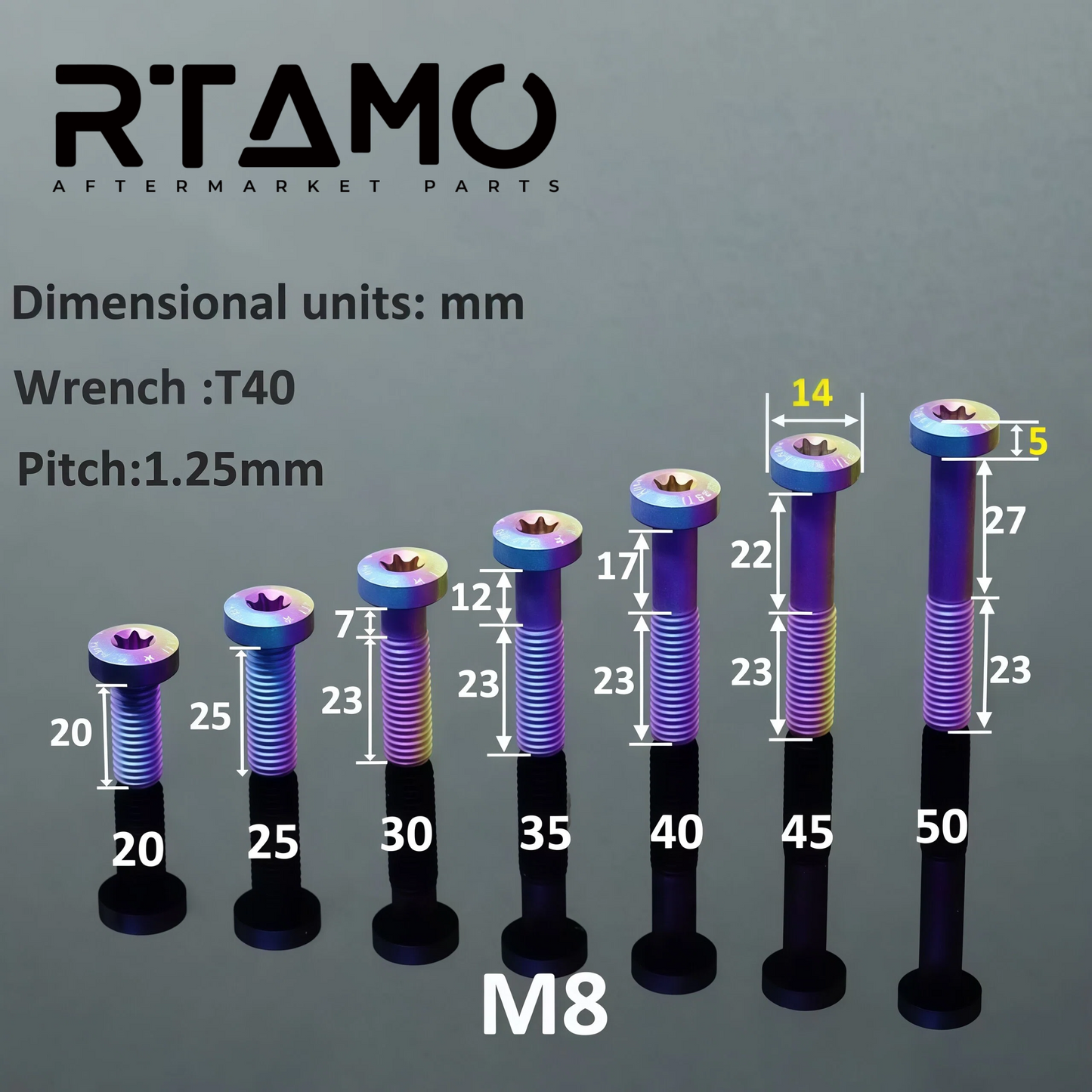 Titanium Bolt M8 Torx Pan Matte Sandblasted Screw