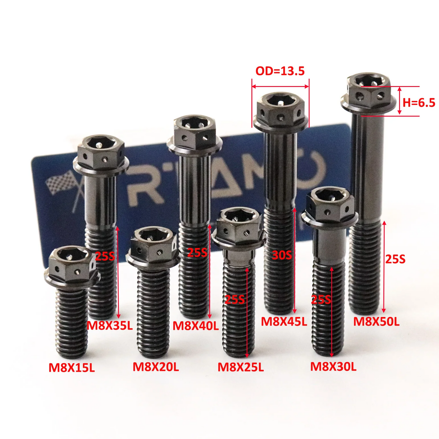 RTAMO Titanium Flange Head with Hole Bolt M8