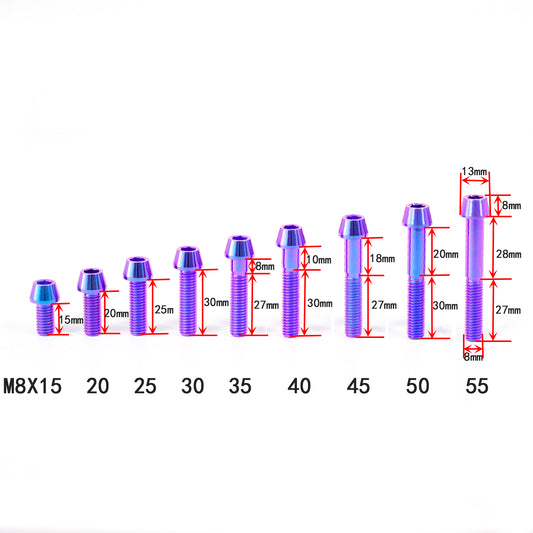 Titanium Bolt Hex Tapered Head M8