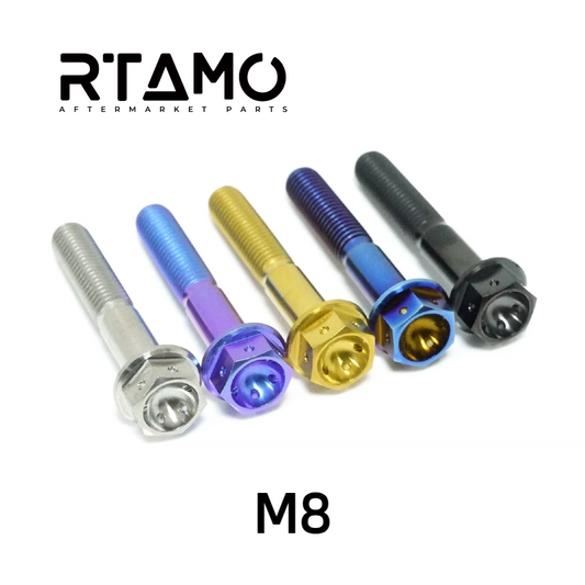 RTAMO Titanium Concave Flange Bolt M8 – Recessed-Head Motorcycle Fastener
