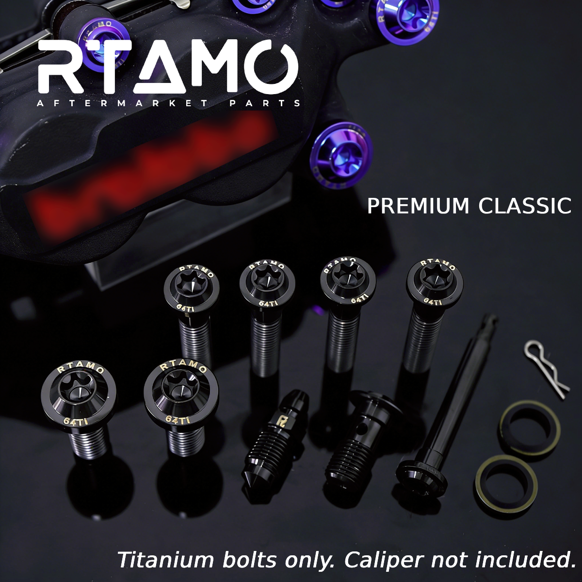 Titanium Caliper Mounting Bolts Compatible with Brembo Basic 4-Piston Calipers