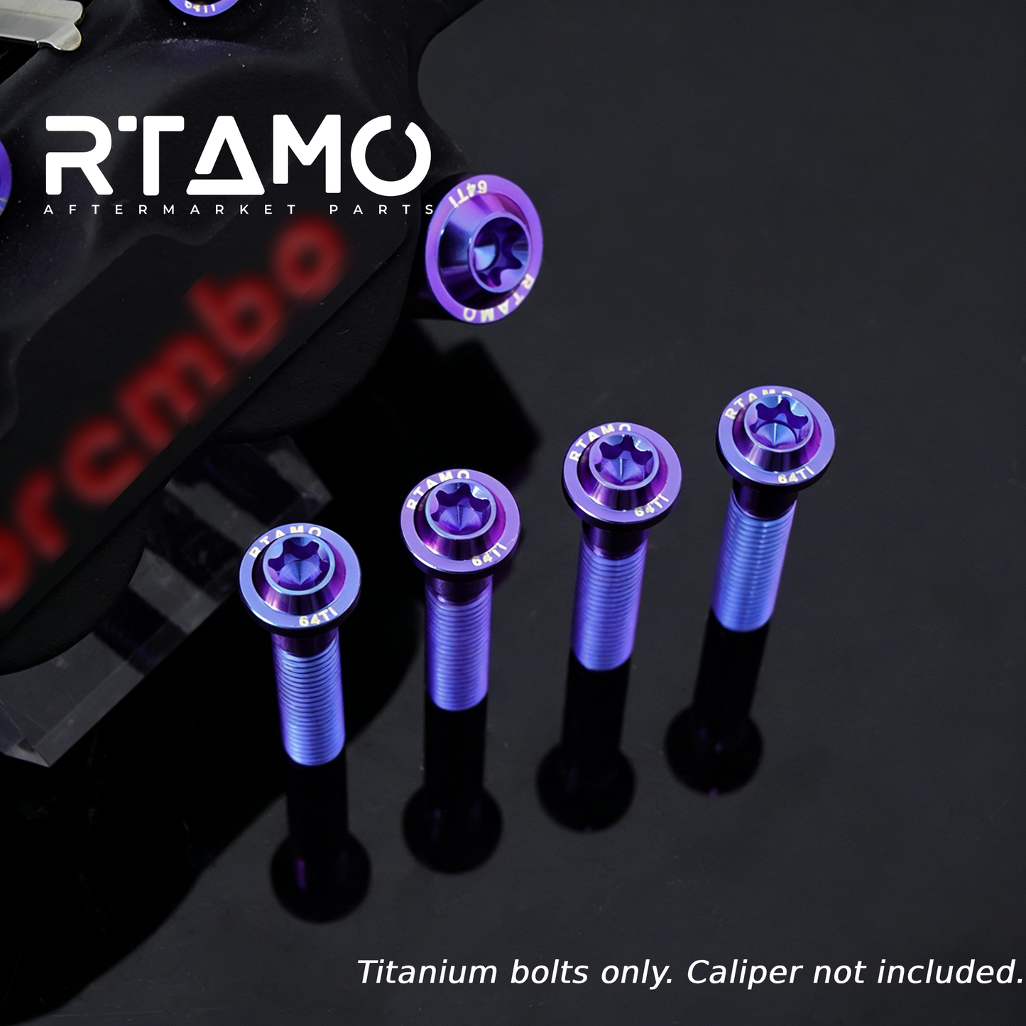 Titanium Caliper Mounting Bolts Compatible with Brembo Basic 4-Piston Calipers