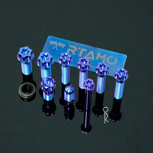 Titanium Caliper Mounting Bolts Compatible with Brembo CNC 4-Piston Calipers