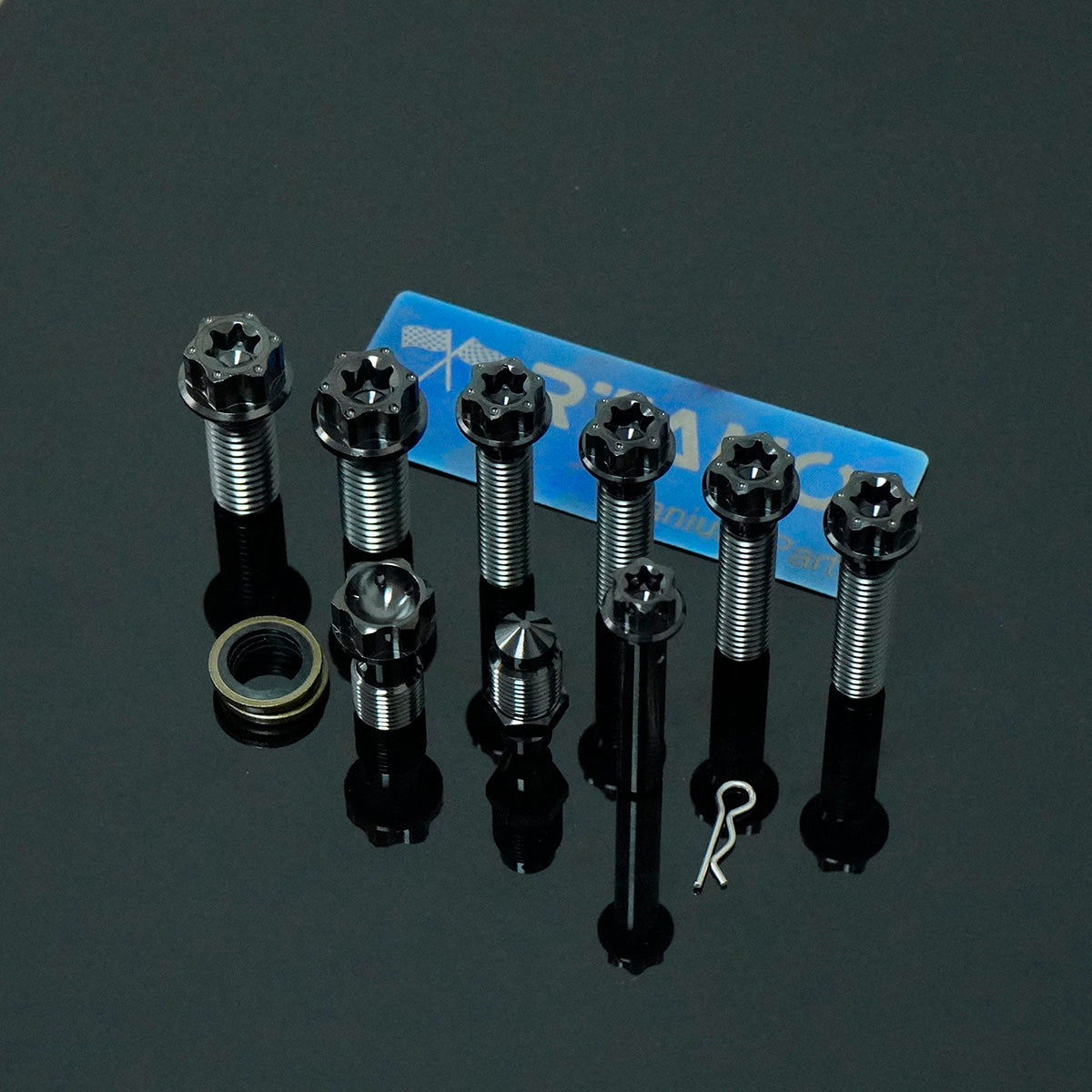 Titanium Caliper Mounting Bolts Compatible with Brembo CNC 4-Piston Calipers