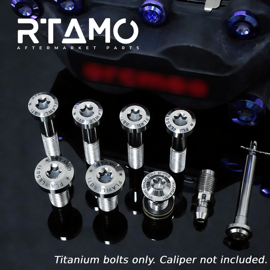 Titanium Caliper Mounting Bolts Compatible with Brembo Basic 4-Piston Calipers