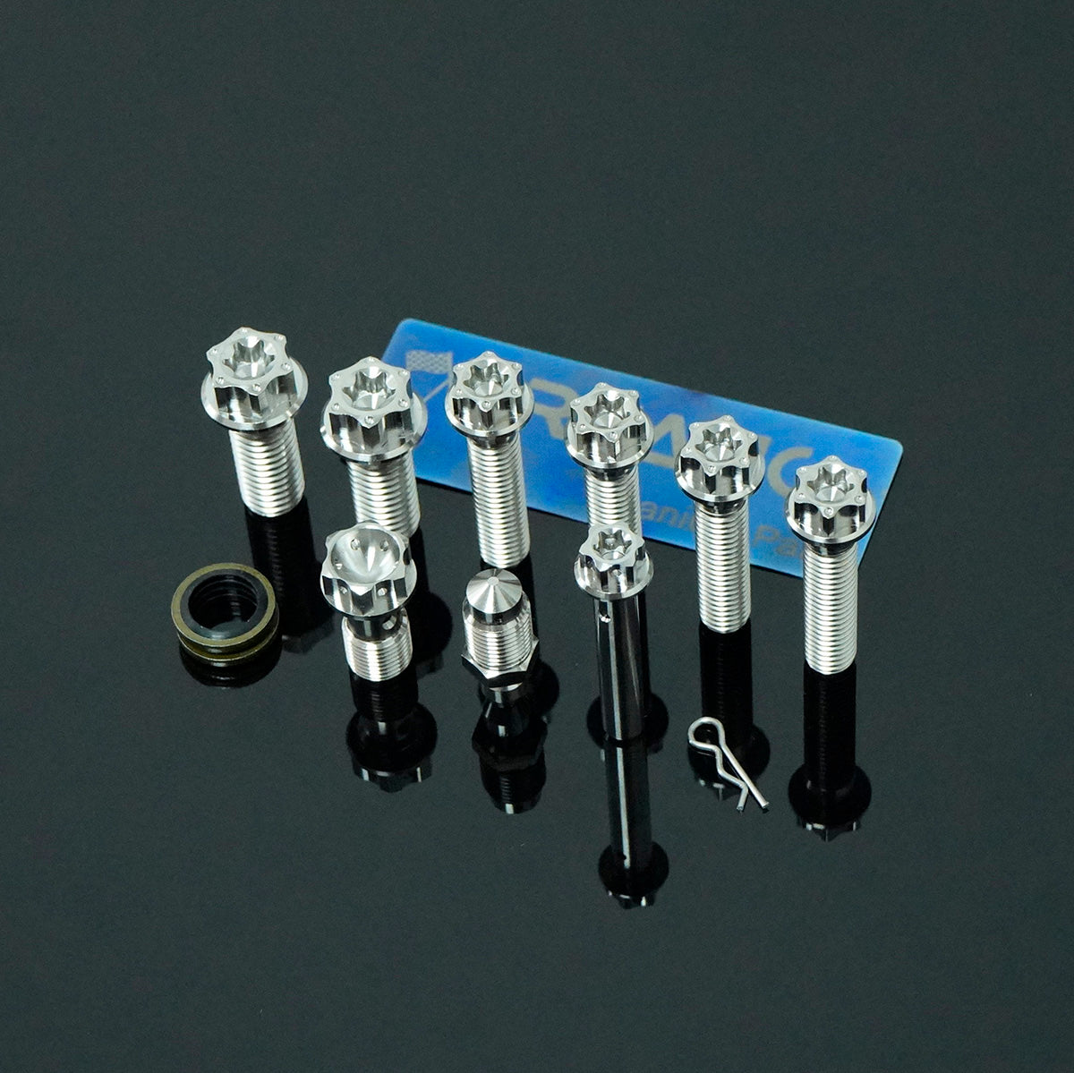 Titanium Caliper Mounting Bolts Compatible with Brembo CNC 4-Piston Calipers