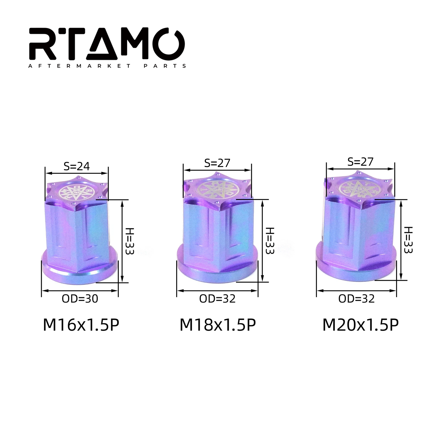 Titanium Closed End Nut M16/M18/M20