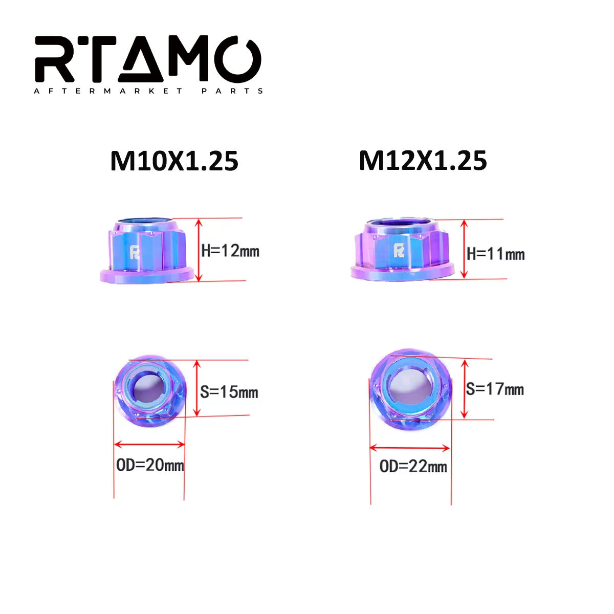 Titanium Lock Fancy Nut M10-M16