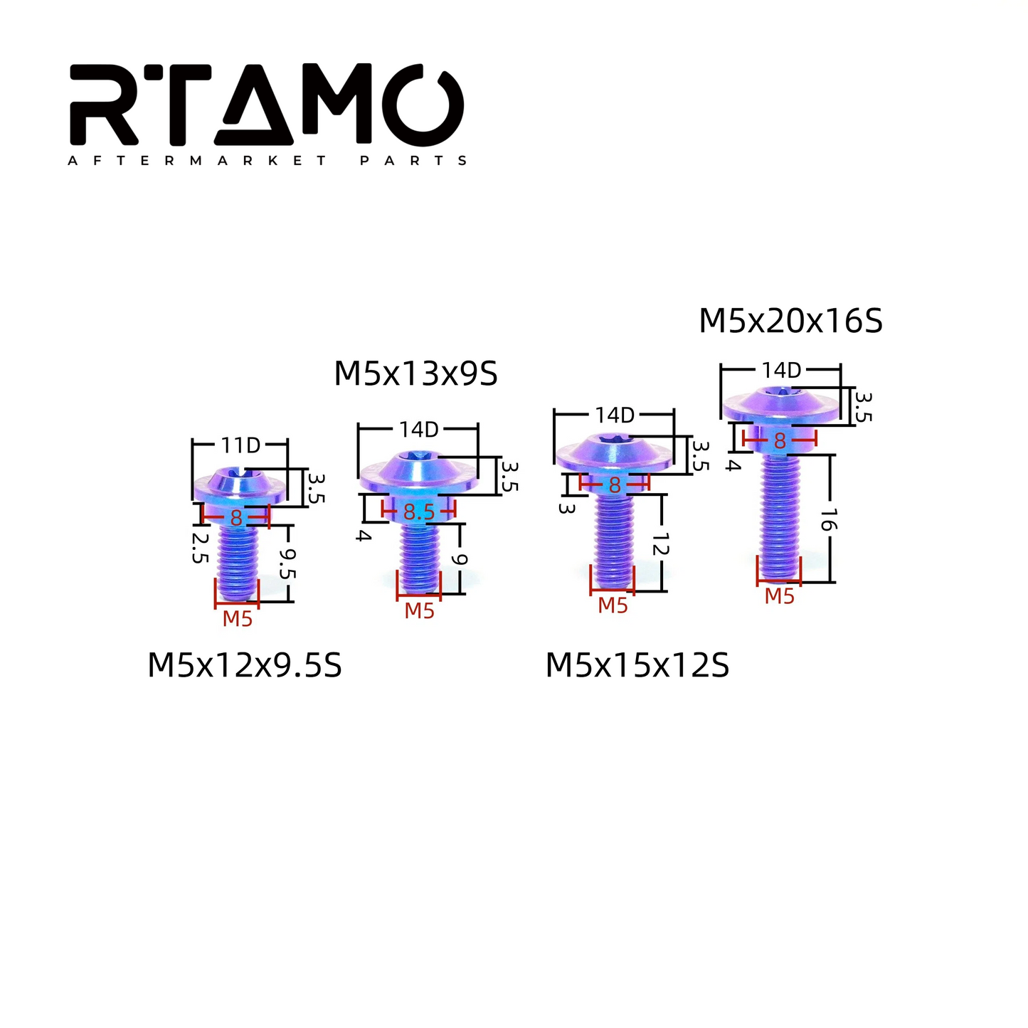 Titanium Brake Disc Step Bolt M5 Torx Head