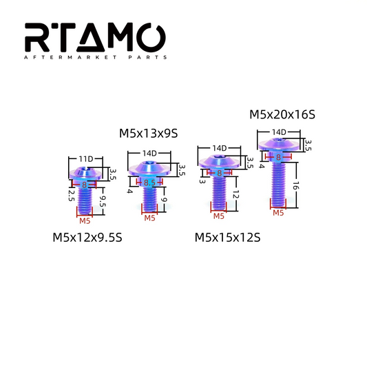 Titanium Brake Disc Step Bolt M5 Torx Head